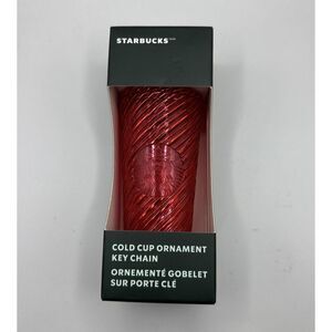 Starbucks 2024 Christmas Red Swirl Ornament Keychain